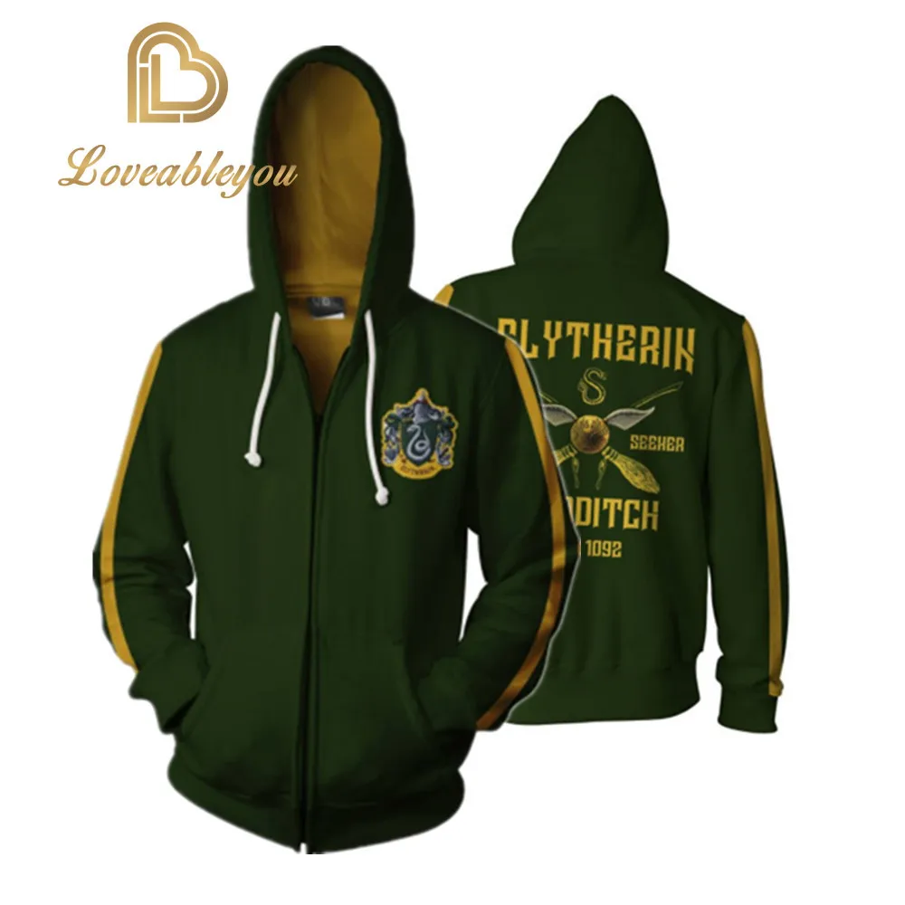 Wizardry Gryffindor Slytherin Ravenclaw косплей костюм для мужчин и женщин толстовки пуловер Trackusits Повседневная куртка на молнии