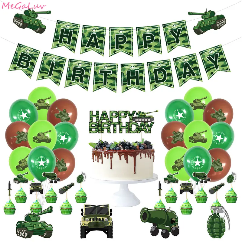 

Camouflage Balloons Military Theme Party Army Birthday Decoration Tank Fighter Latex Ballon Baby Shower Kids Gift Boys Toys