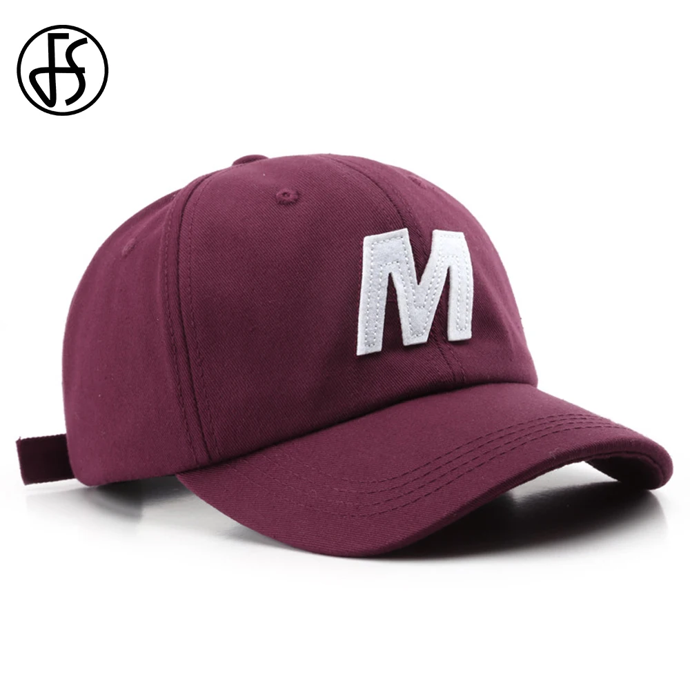 

FS 2022 Spring Letter Patch Curved Brim Baseball Caps For Men Cotton Wine Red Green Women Hat Hip Hop Snapback Cap Casquette