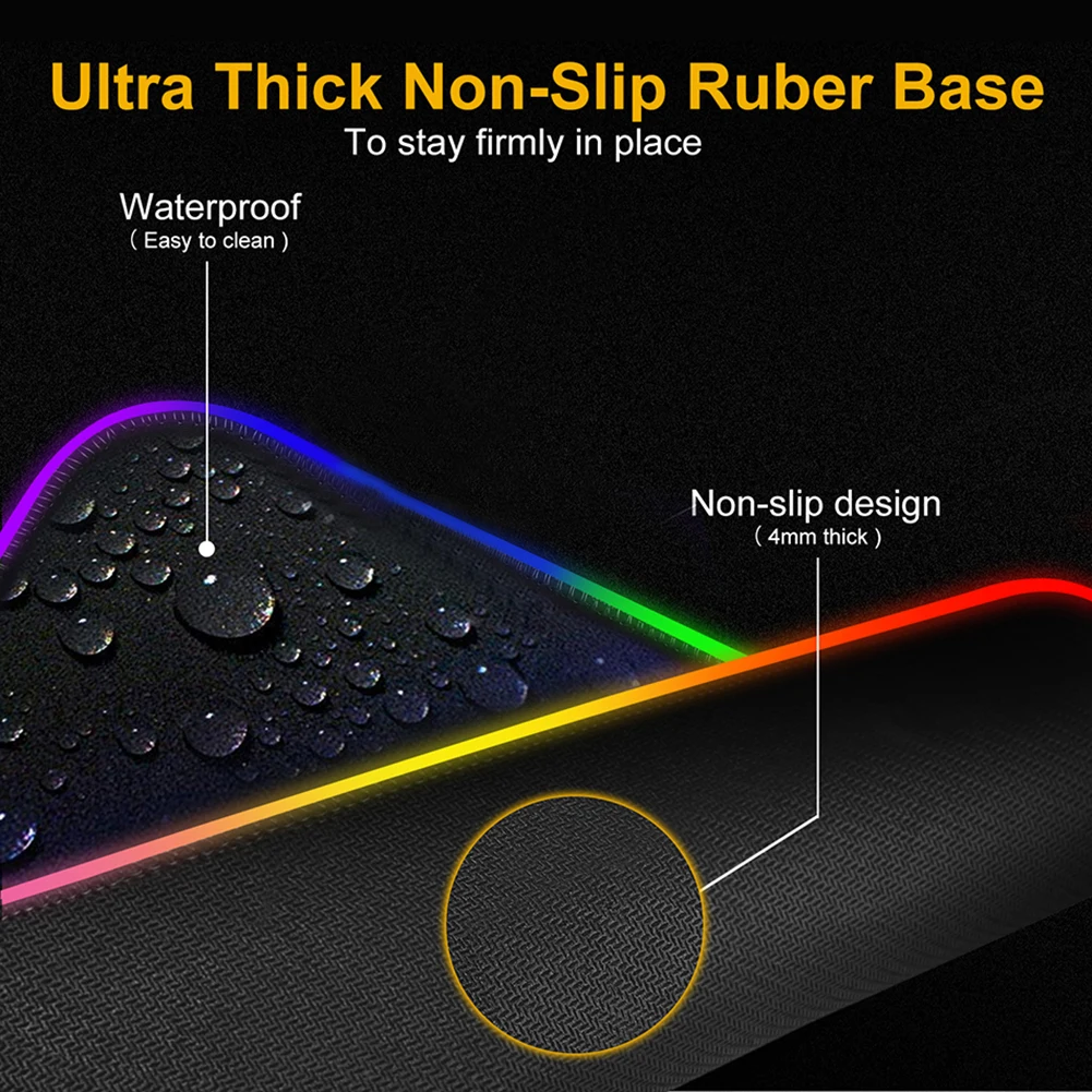 

LED Luminous Colorful RGB Lights Anti-slip Gaming Mouse Pad Mat for Computers