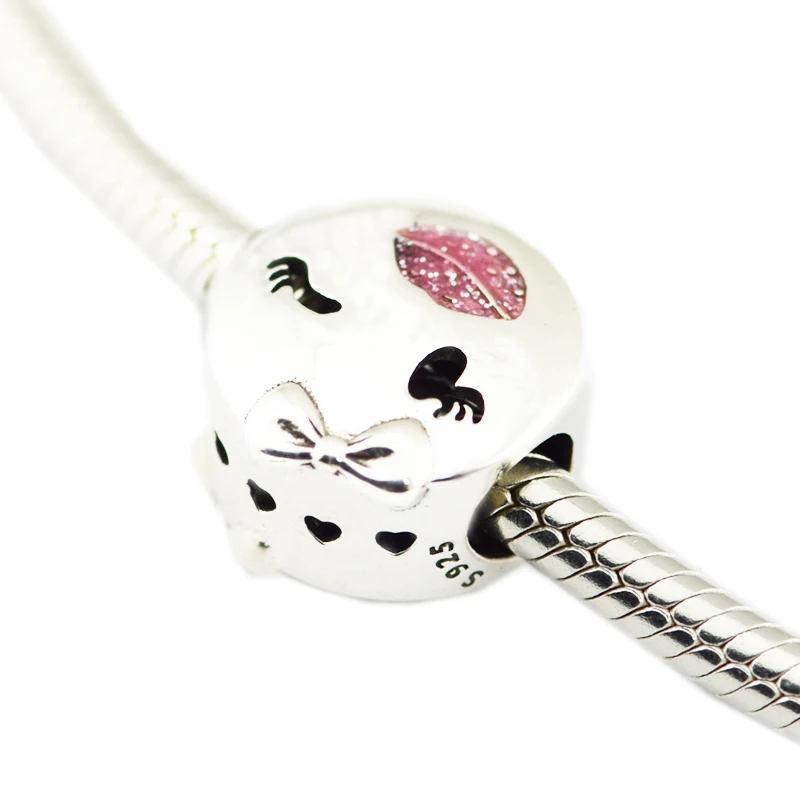 QANDOCCI DIY подходит для браслетов Pandora Подвески игривый подвеска Wink розовые