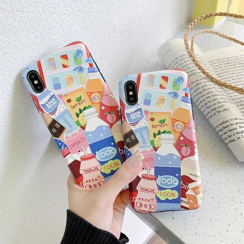Японская бутылка для напитков Kawaii чехол телефона iPhone 7 Plus 8 6s 6 X XR XS Max Чехлы пар