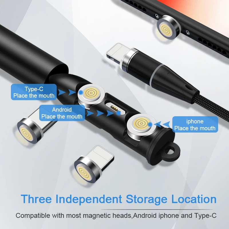 Posugear Магнитный кабель штепсельная коробка Type C Micro USB 8 Pin эллипс Штекер для