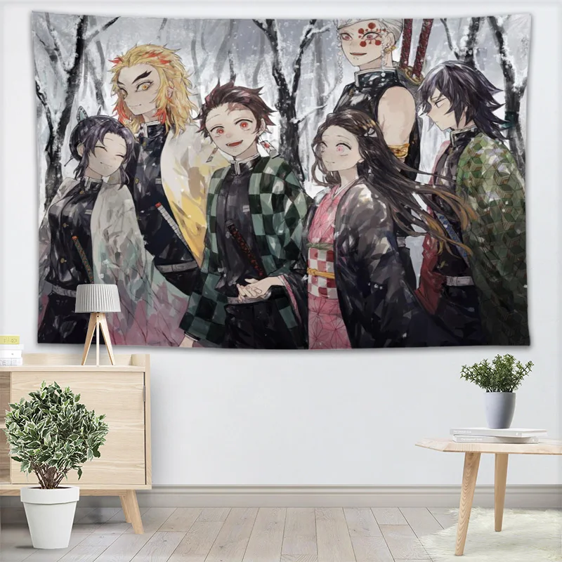 Настенный гобелен в стиле аниме Kimetsu No Yaiba подвесные гобелены тканевый фон для
