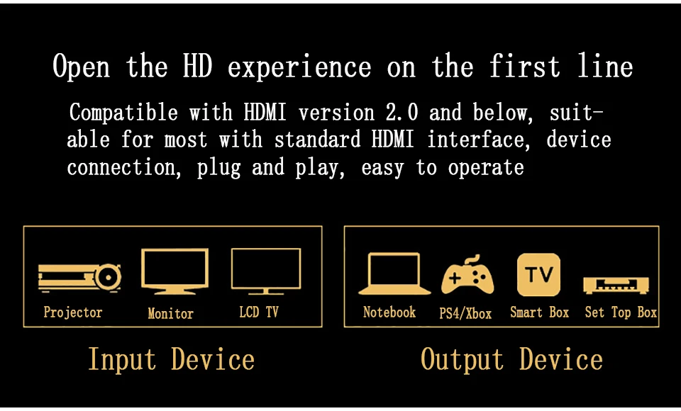 HDMI кабель HDMI в HDMI 2,0 HDR 4K для сплиттера удлинитель адаптер HDMI переключатель для PS4 Xiaomi tv Box кабель HDMI2.0