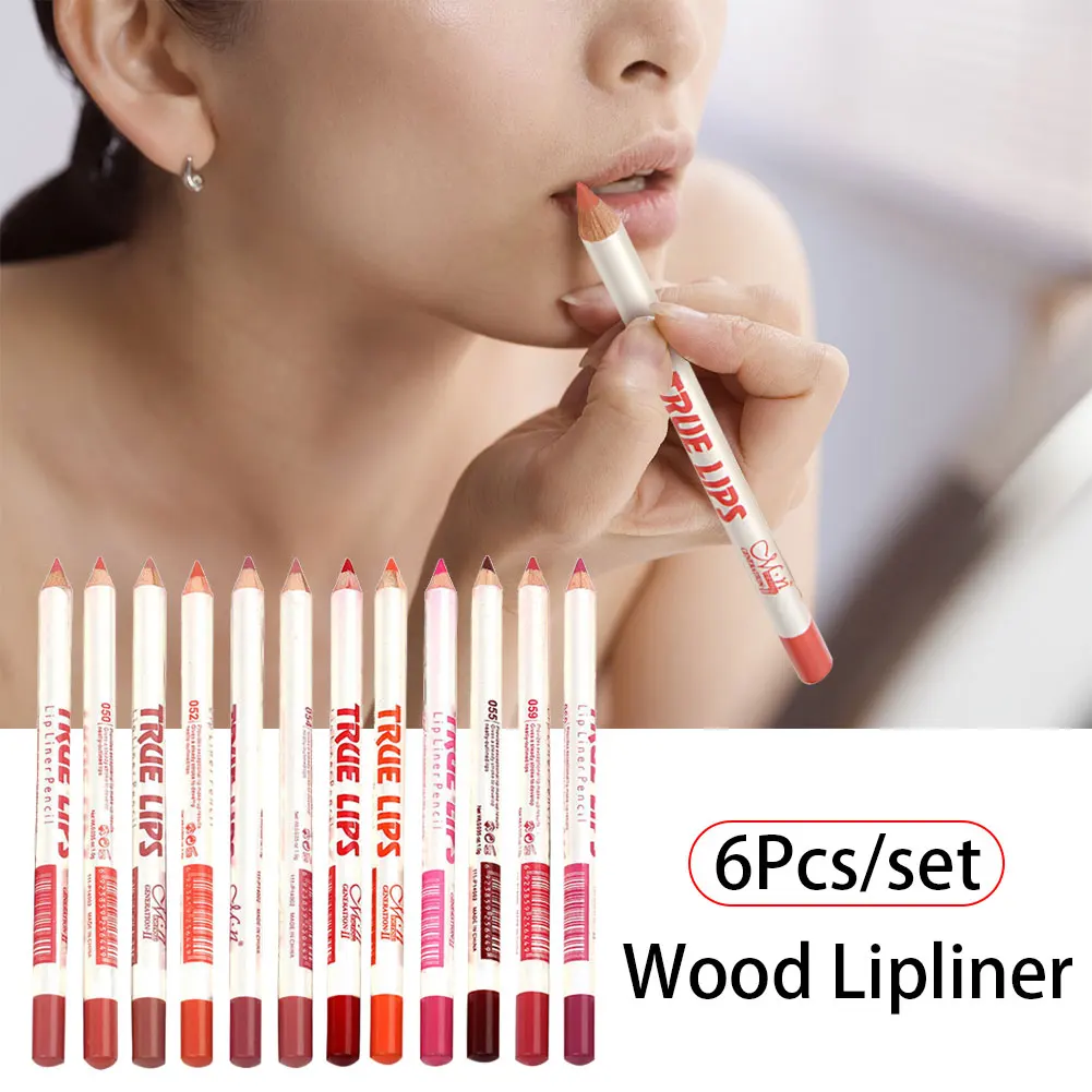 Карандаш для губ 6 цветов/набор нюдовая матовая подводка увлажняющая водостойкая
