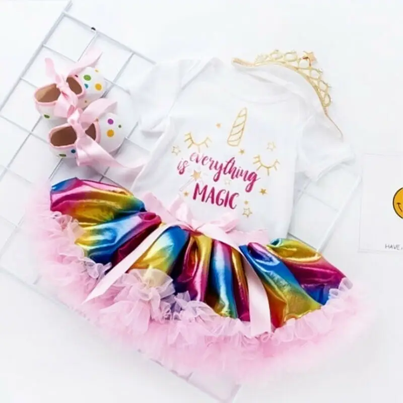 2020 г. Новогодняя модная одежда для маленьких девочек 2 шт. Одежда новорожденных