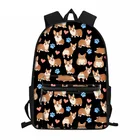 Школьный рюкзак для девочек и мальчиков, повседневный дорожный ранец с мультяшным принтом корги и собак для подростков