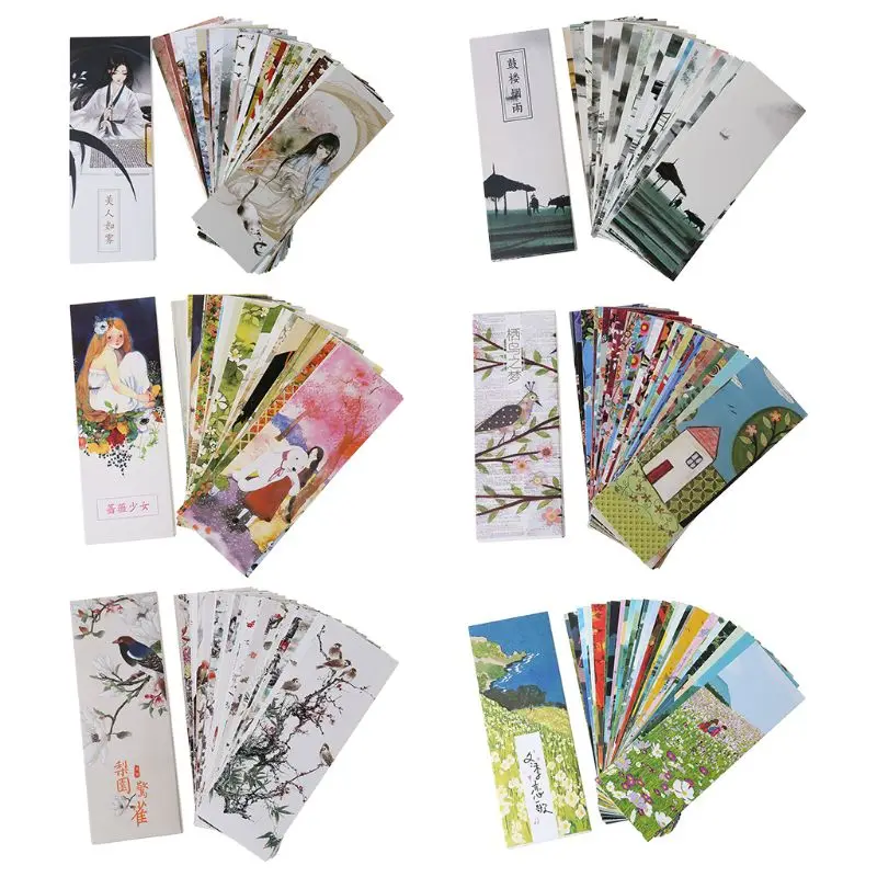 

30pcs Flowers Birds Bookmarks Paper Page Notes Label Message Card Book Marker School Supplies Stationery K3KB