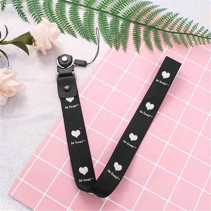 

Wrist Chain Neck Charm Mobile Phone Straps Colorful Heart Love Beading Pendant Keychain Hang Rope Lariat Lanyard Badge Holder