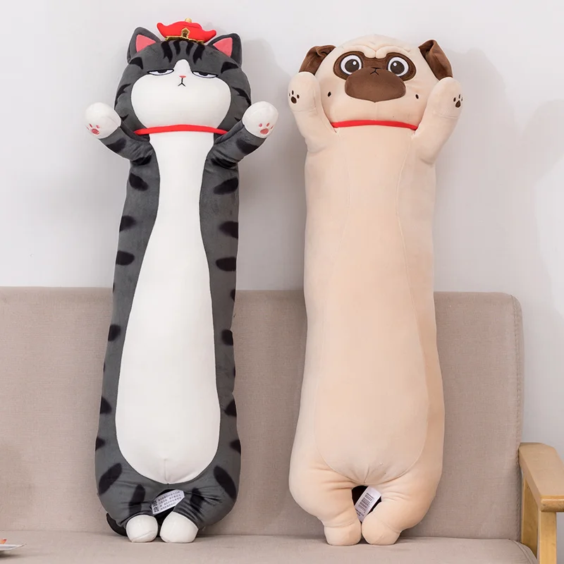 

70cm/90cm Cute Pug Dog Plush Toys Stuffed Soft Plush Cat With Funny Expression Sleeping Pillow Home Bed Decor Kids Girls Gift
