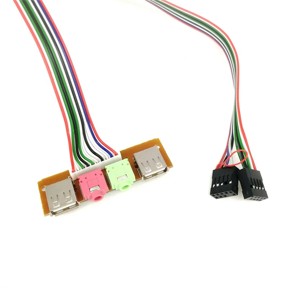 

Новый и высококачественный кабель питания, адаптер 2 USB, чехол для компьютера, 6,8 см, передняя панель, USB аудиопорт, микрофон, кабель для наушни...