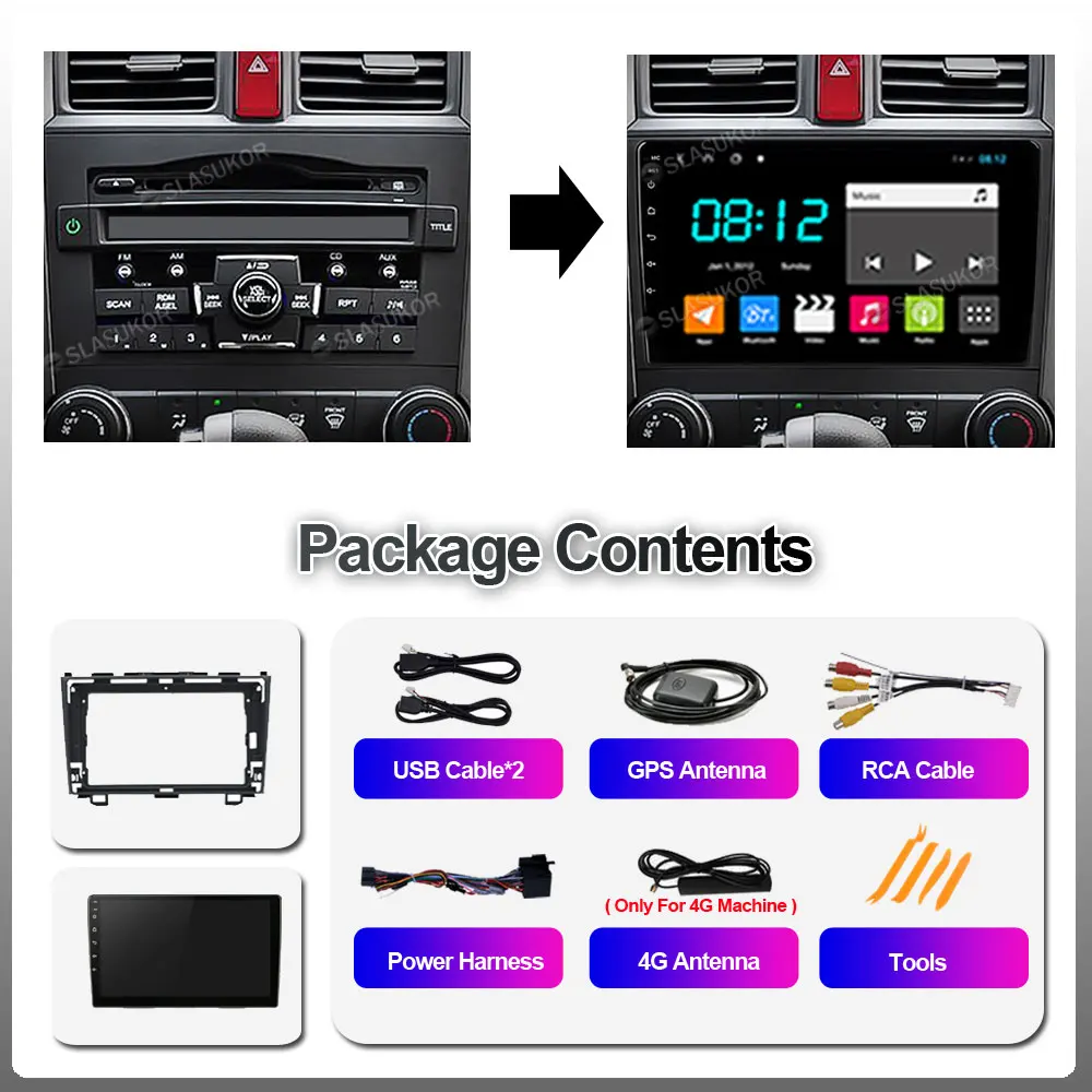 Android мультимедийный плеер 4G Автомобильная магнитола для Honda CR V 3 ре таможенный