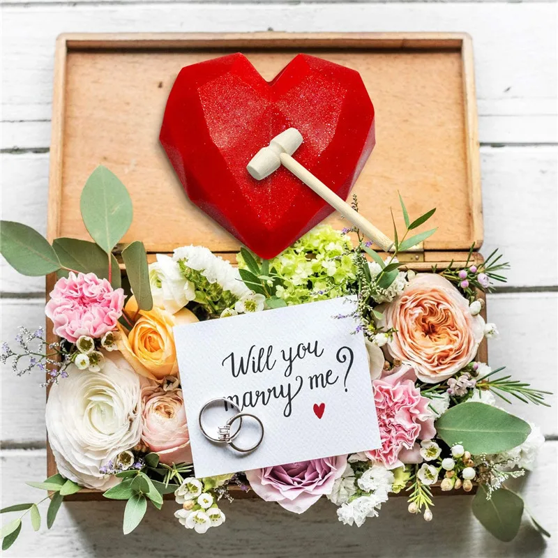 

3D Heart Shape Diamond Love Chocolate Moulds Candy Mold For Wedding Baking Sponge Chiffon Mousse Dessert Silicone Candy Molds