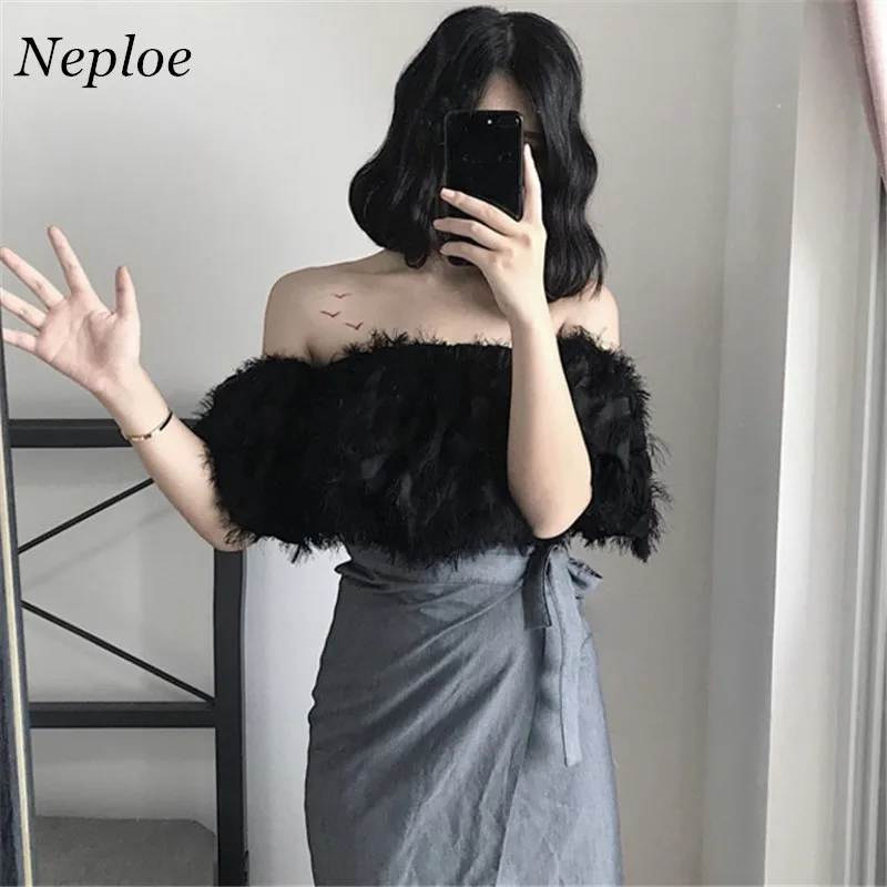 Сексуальная Женская блузка Neploe с вырезом лодочкой и открытыми плечами Новинка