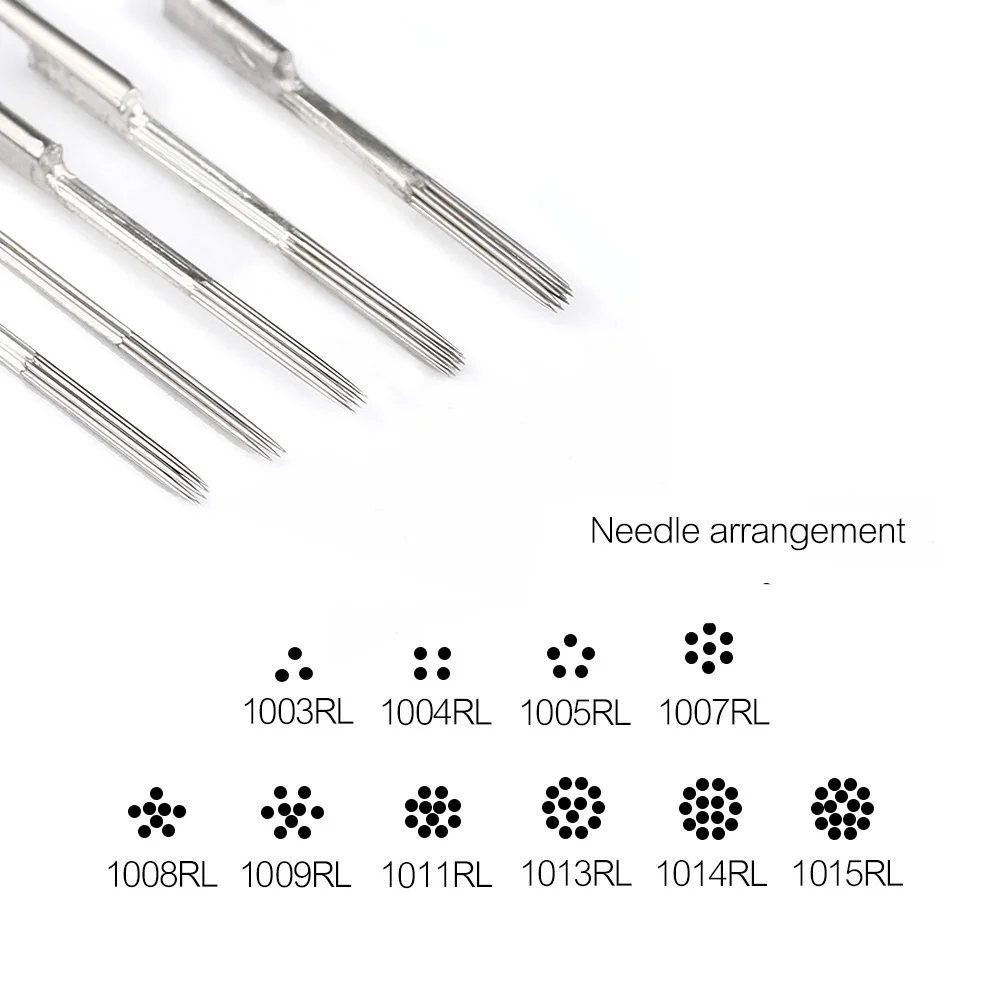 

50PCS 1003RL Tattoo Needles 0.30mm Disposable Sterile Standard Blue Dot Round Liner Assorted Sterilized Tattoo Needles Supplies
