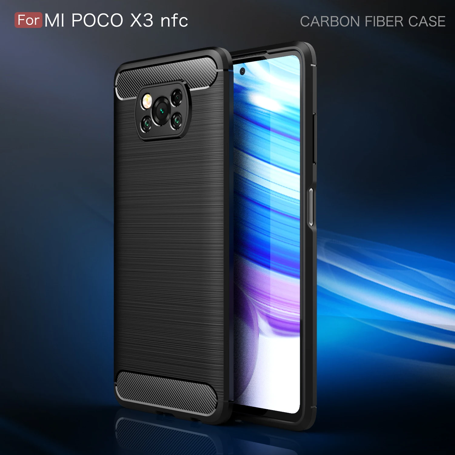 

For Xiaomi POCO X3 M3 F3 Note10 Lite Case Luxury Carbon FIber TPU Cover