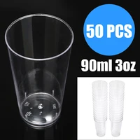 50pcs 90ml 30z dessert shooter cup mousse pudding cube cup party disposable plastic round bottom cup diy kitchen accessories