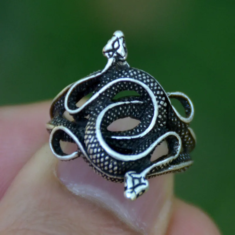 Vintage Silver Snake Ring Animal Rings Born Killers Adjustable Pagan Punk Jewelry For Women Men | Украшения и аксессуары