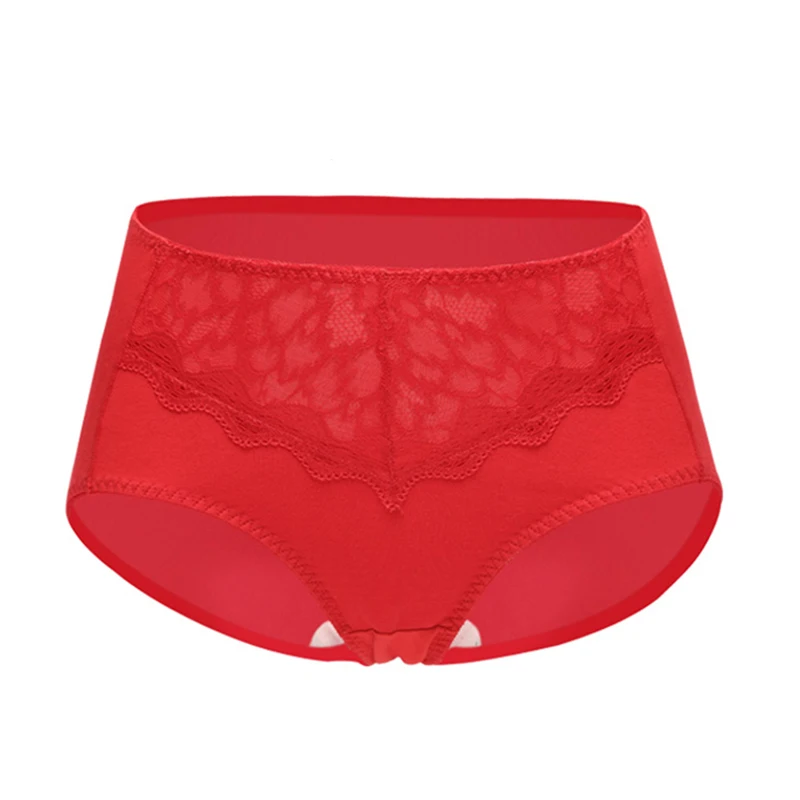 Женские трусики со средней талией размера плюс кружевные хлопковые удобное