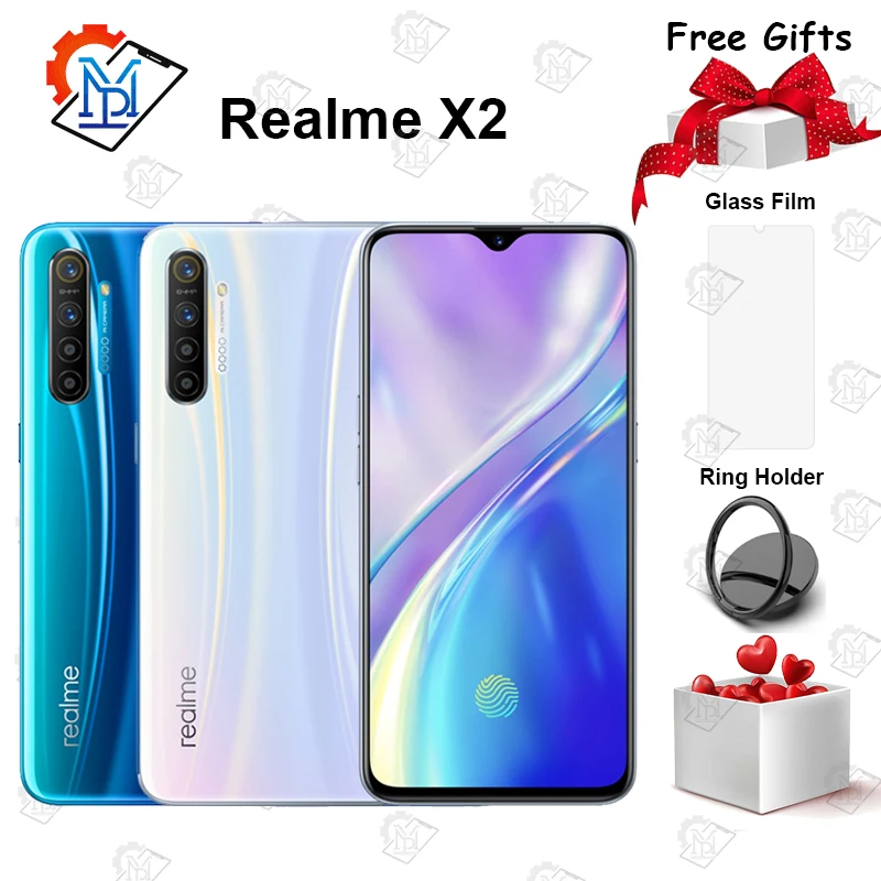 Оригинальный мобильный телефон Realme X2 6 4 дюйма супер AMOLED экран 8 ГБ + 128 Гб Snapdragon 730G