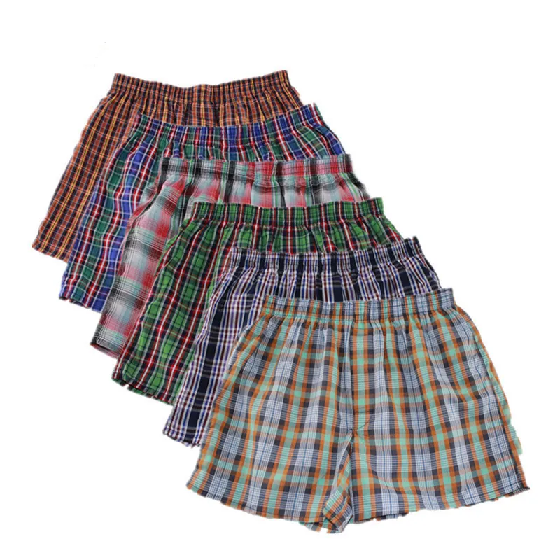 

4Pcs/Lot Cotton Men's panties Plus Size Plaid Underpant Boxers Male Shorts High Quality Breathable boxer homme bermuda masculina