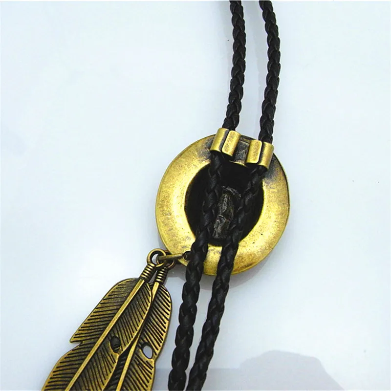 Новинка галстук Bolo в стиле ретро цепь ковбойская шляпа двойное перо воротник