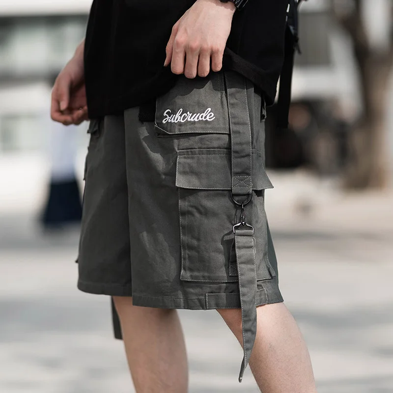 

Summer overalls pants men's overalls functional stitching Street shorts Harajuku style hip hop military technology Clothing