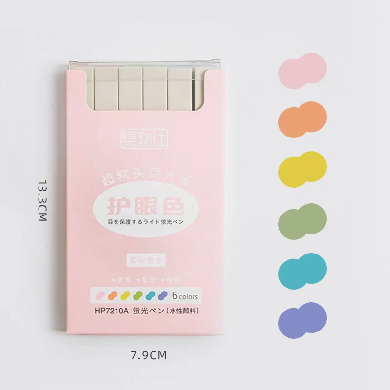 

6 Colors Mixed Highlighter Set DIY Study Reading Stationery Gift Supplies