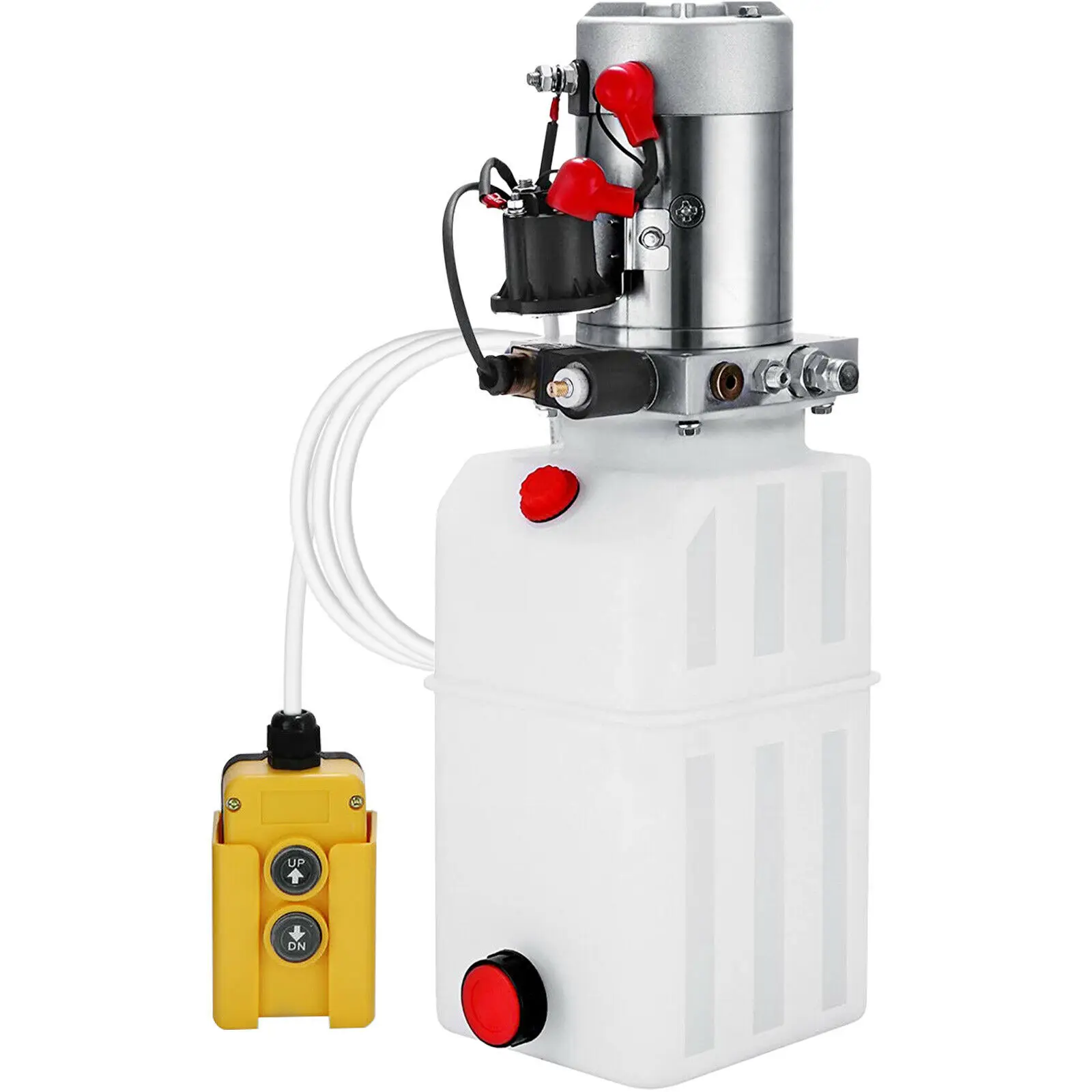 

12 V 8 L Hydraulic Single Acting Trailer Hydraulic Pump Plastic Tank, Quick Start Fast Oil Flow No Leaks