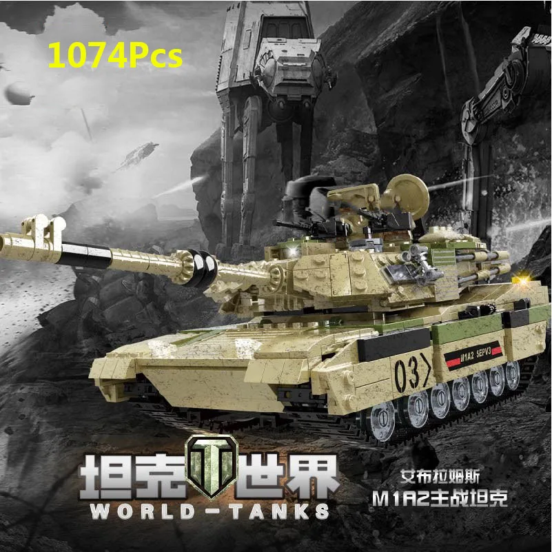 1074 шт. Военная серия WW2 США M1A2 Abrams основной боевой танк модель SWAT солдаты