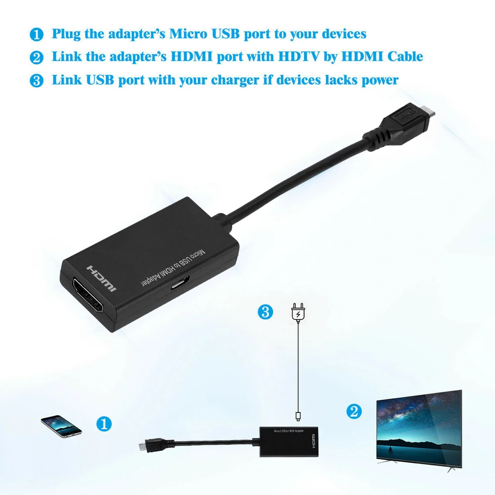 Внешняя видеокарта с кабелем адаптера для мультимонитора Micro USB 2 0 к HDTV адаптер