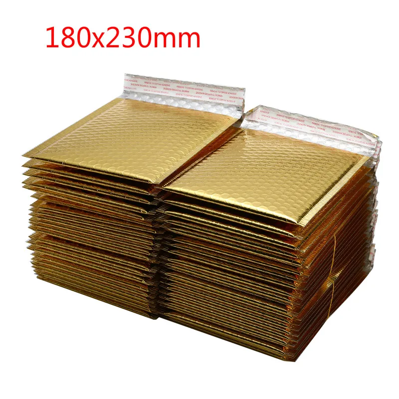 180x230mm gold 50 шт./партия, бумажные Конверты Сумки с золотым покрытием, различные спецификации, почтовые ящики, мягкий Почтовый конверт, пузырьковый почтовый пакет - Цвет: 180x230mm gold