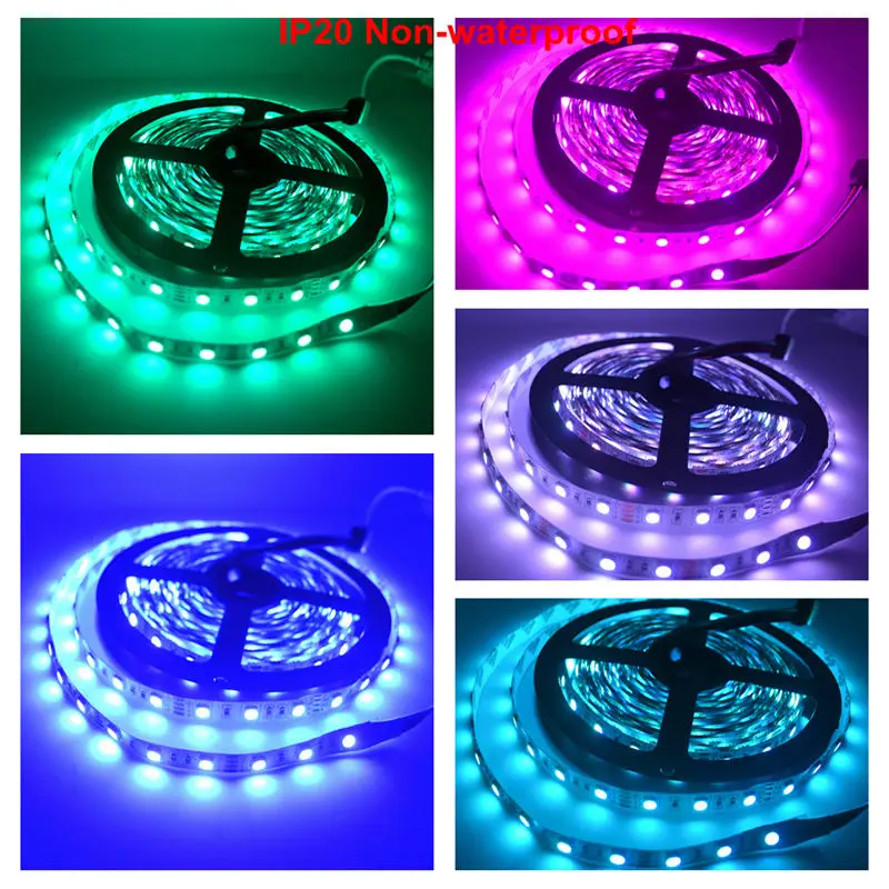 5 м RGB Светодиодная лента Настольный светильник DC 12 В IP20 5050 теплый белый RGB 300 светодиодный SMD лента для потолочной стойки Шкаф светильник неводонепроницаемый - Испускаемый цвет: IP20 RGB