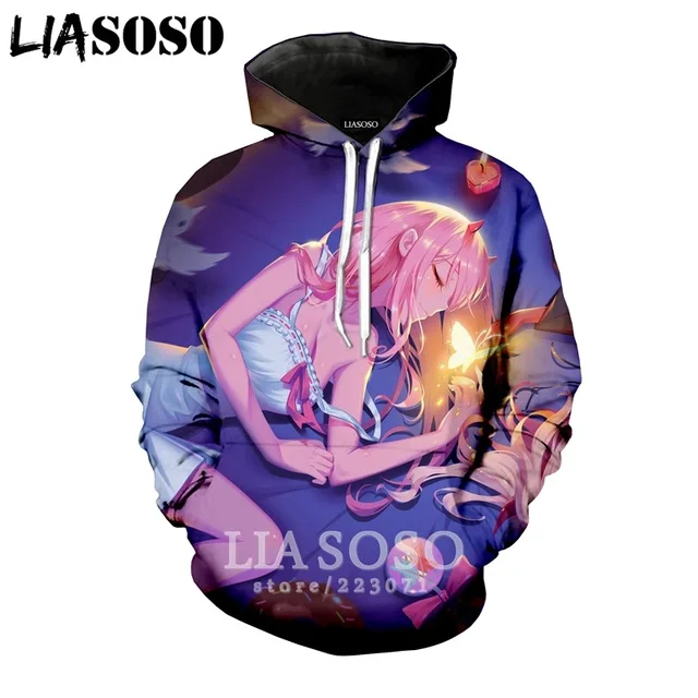 

3d print Fashion Sweatshirt trousers Men Women Anime Darling In The Franxx Hoodies Long-Sleeved Pullover coat