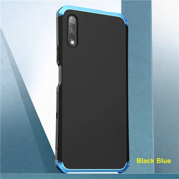 Black Blue Противоударный металлический бронированный чехол для huawei Honor 9X Pro, металлический алюминиевый жесткий чехол из поликарбоната, чехол для huawei Honor 9X, чехол Coques - Цвет: Black Blue