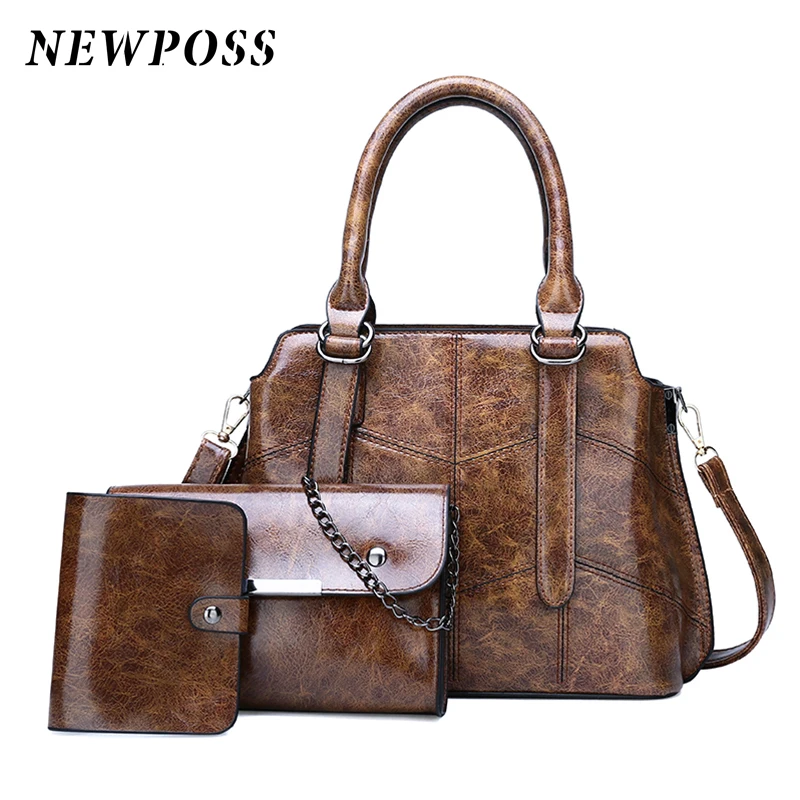 NEWPOSS женская сумка с масляным воском женские кожаные сумки роскошные дамские