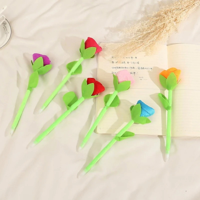 

2pcs Rose Flower Ball Pen Quality Stationery Supplies School Office Kids Gift