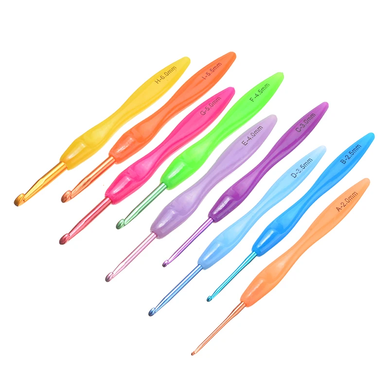 9 шт Новый разноцветный крючком спицы 2 0 мм-6 мм Алюминиевый Комплект крючков для