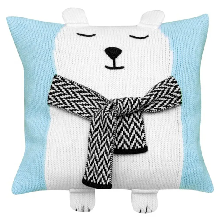 

White Bear Pillow Children's Three-dimensional Animal Ear Knitting Cushion Baby Wool Lovely