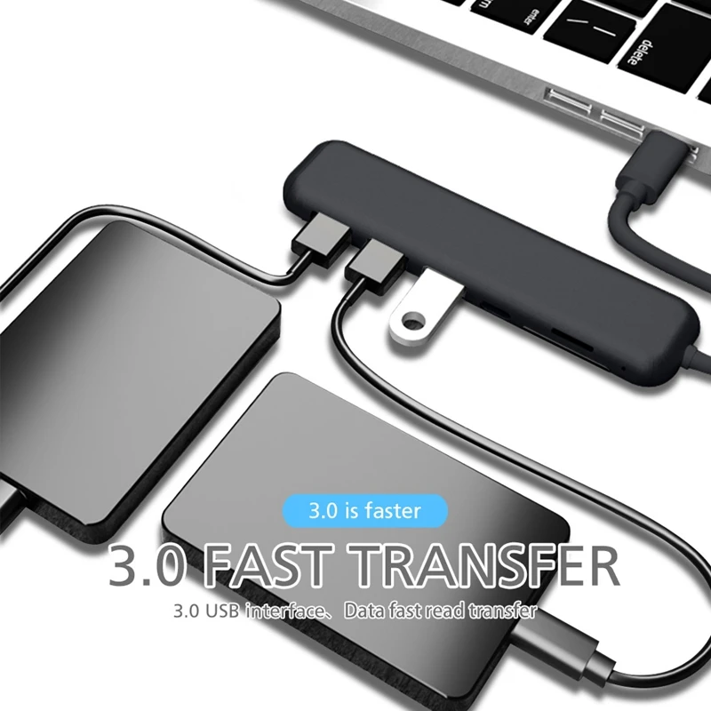 Q31 Usb C концентратор 6 в 1 Тип с 3 портами (стандарт 0 Порты светодиодный дисплей Sd/Tf