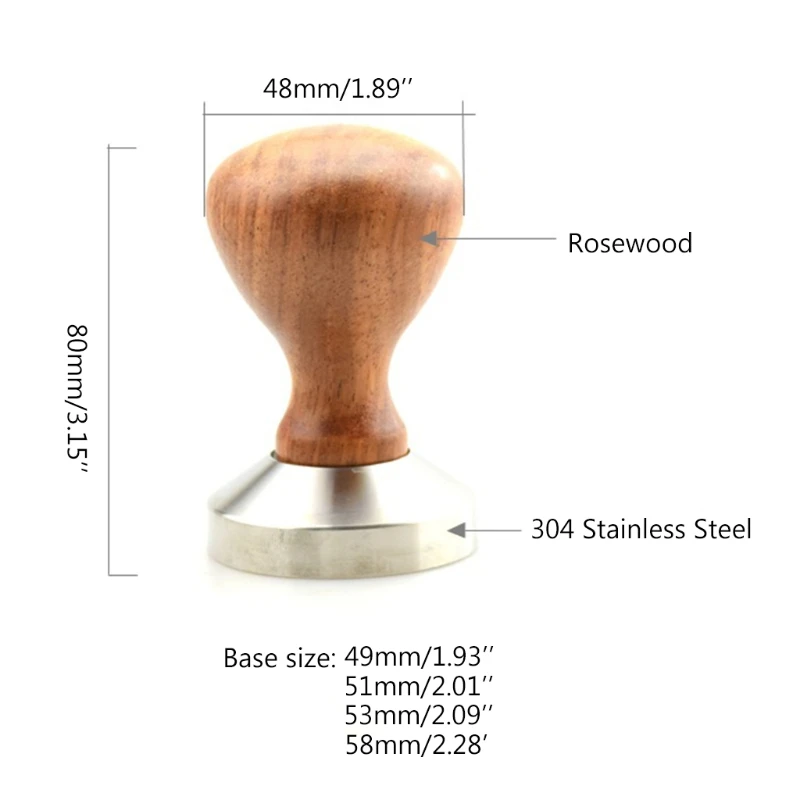 

T21D Coffee Tamper Flat Base Wooden Handle Stainless Steel Espresso Coffee Pressing Tool Coffee Shop Cafe Supplies