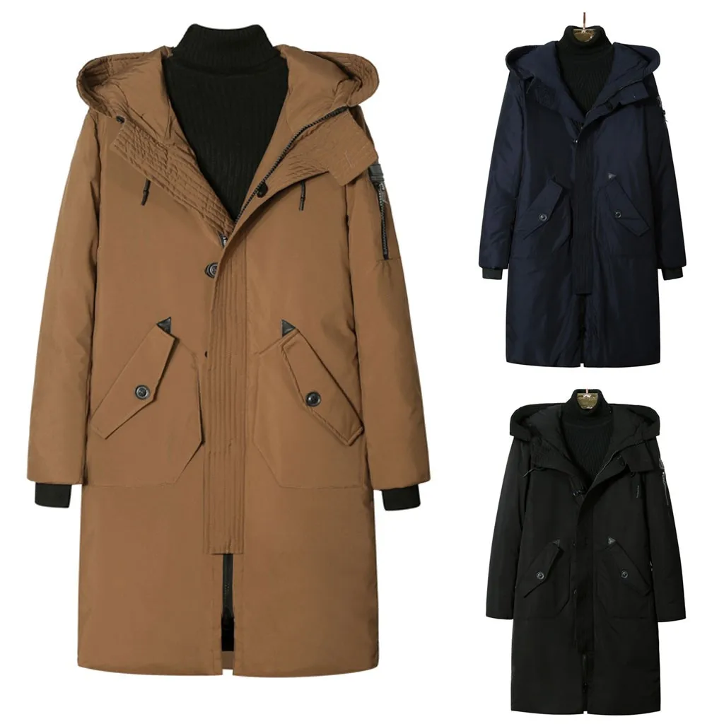 

Vogue Nice New Fashion Men Long Hooded Cotton-Padded Warm Jacket Male Outwear Winter Clothes Thick Coats Plus Size XXXL