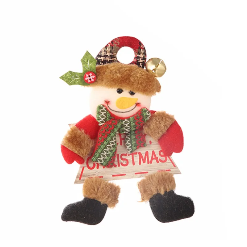 Плюшевая кукла с золотым колокольчиком и деревянным знаком рождественская