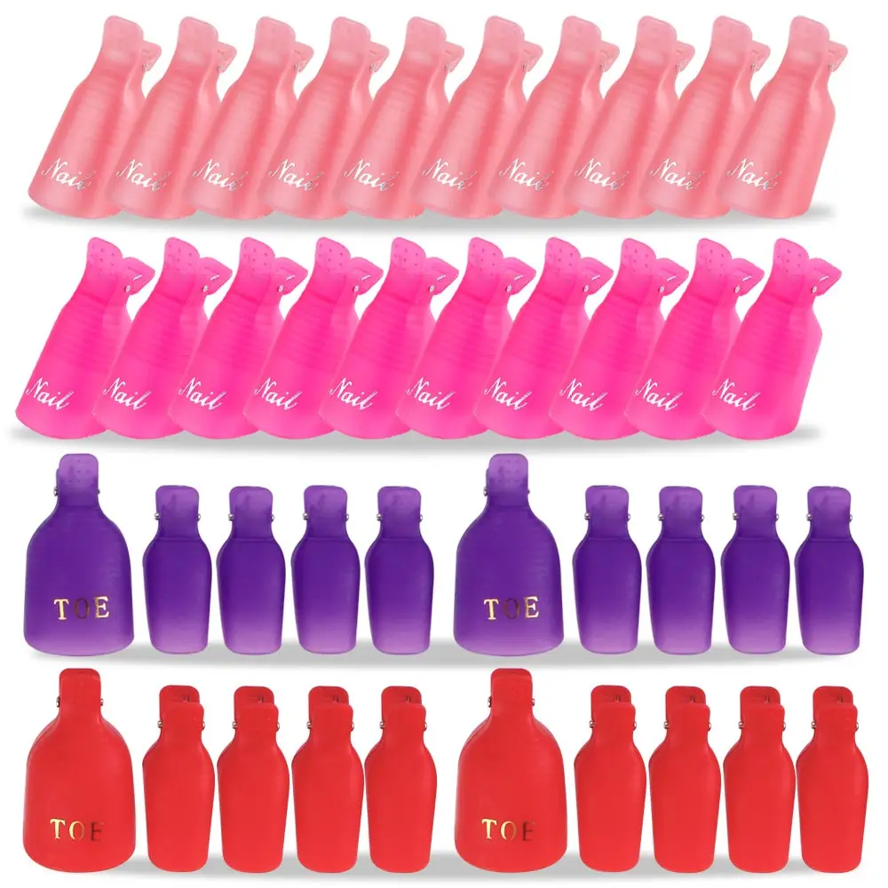 

20pcs Plastic Nail Art Soak Off Cap Clips UV Gel Nail Polish Remover Wraps Degreaser Cleaner For Manicure Tool Fingers And Toes