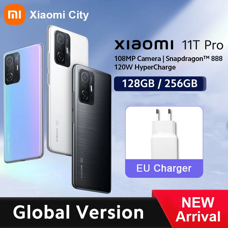 Xiaomi-Smartphone 11T Pro versión Global, 8gb, 128gb/256gb, Snapdragon 888, ocho núcleos, 120W,...