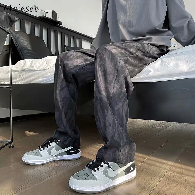 

Hip-pop Pants Men Tie-dye Harajuku Vintage Vibe Straight Casual Trousers Male Wide Leg Loose American S-3XL Mopping Pantalones