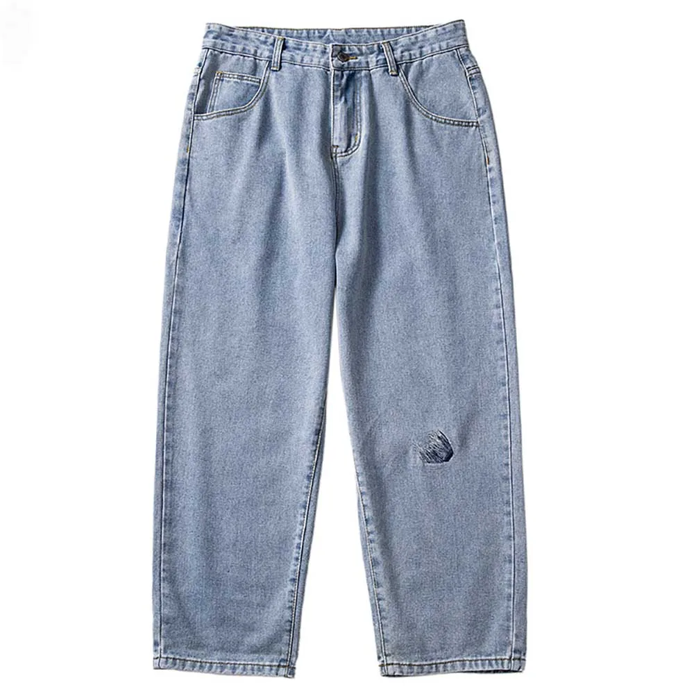 New Fashion Loose Baggy Hiphop Harem Jeans Men Casual Denim Pants Straight Trousers Streetwear Male Clothing