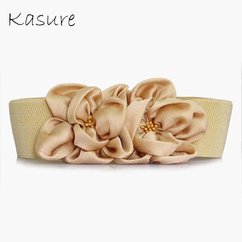 Высокий эластичный пояс Kasure с бантом и широкой талией милый цветочный для летней