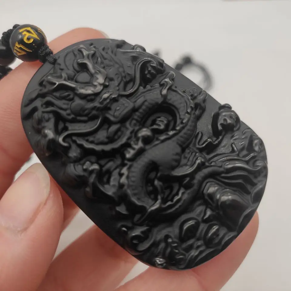 

1 шт. натуральный черный дракон из обсидиана кулон бусины ожерелье очаровательные ювелирные изделия Модные аксессуары ручная работа детски...